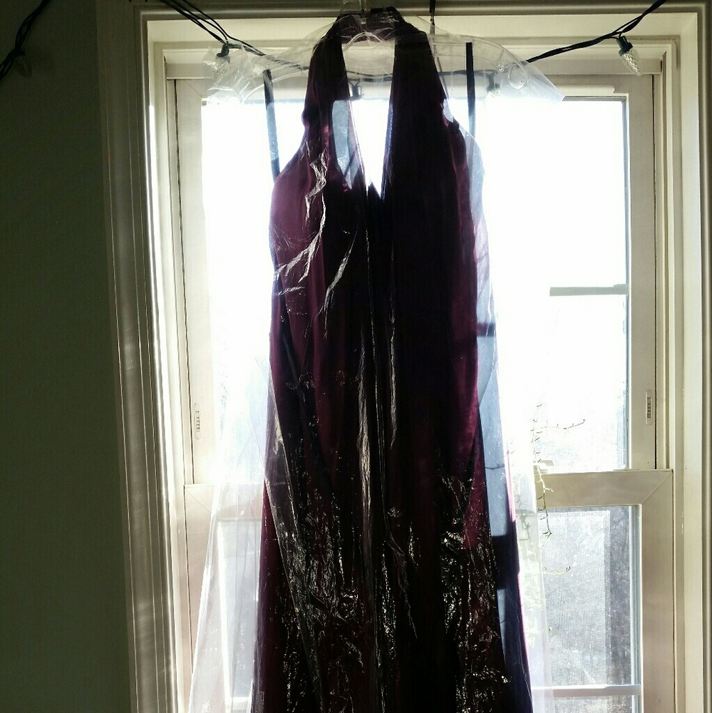 Purple halter top formal dress